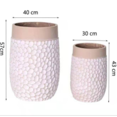 Magnesium Clay Flower Pot Polka Dot Simple Living Room Floor High Courtyard Combination Cement Pink Green Plant Planting Flower Pot