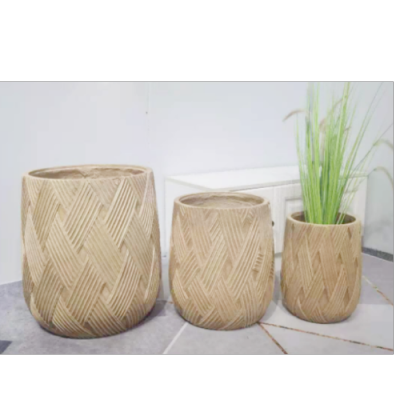 Simple Style Magnesium Clay Flowerpot Floor Vase Decoration Shopping Mall Hotel Cross Pattern Art Gallery Flower Decoration Factory Store