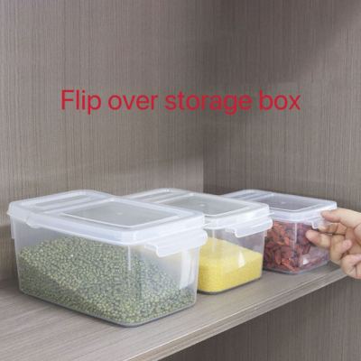 Large kitchen rectangular transparent plastic tape flip crisper refrigerator food fruit storage storage box