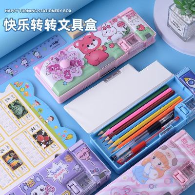 [Many patterns are welcome to consult] cartoon double layer primary school stationery box with pencil sharpener multi-functional children's pencil case large capacity stationery storage box