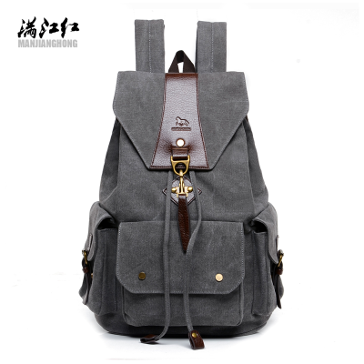 Simple Fashion Canvas Bag Large Capacity Trendy Backpack Urban Fashion Casual Bag European and American Retro Student Schoolbag