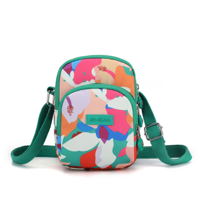 New Printed Nylon Bag Fashion Korean Women Bag Portable Compact Mobile Phone Bag Practical Leisure Bag Commuter Messenger Bag