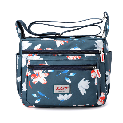 New Pattern Print Shoulder Bag Fashion National Fashion Flower Messenger Bag Light Soft Nylon Bag Simple Elegant Casual Bag
