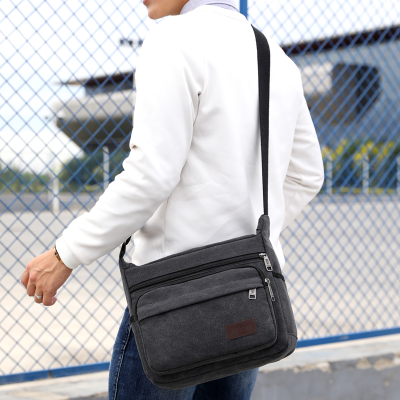 Large Capacity Canvas Bag Simple Shoulder Bag Men's Retro Elegant Crossbody Bag Trendy Fashion out Casual Men's Bag