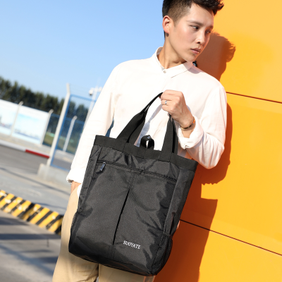 Men's Fashion Handbag Large Capacity Korean Style Solid Color Business Work Commuter Messenger Bag Simple Shoulder Men's Bag