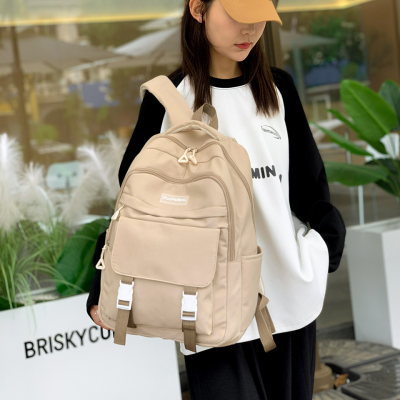 Medium and Large Student Backpack Simple Solid Color School Bag Large Capacity Schoolbag Outdoor Short Distance Travel Leisure Backpack