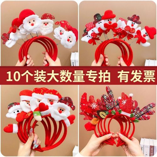 children‘s christmas headwear headband cute deer horn headband santa claus snowman barrettes girls headdress female hairpin
