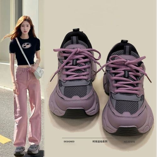 purple dad shoes women‘s 2025 spring and autumn new popular student versatile casual sneaker sports platform women‘s shoes