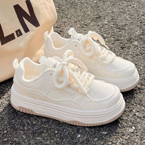 white shoes women‘s milk fufu with skirt women‘s shoes 2024 new autumn/winter all-match chic shoes thick bottom sneaker