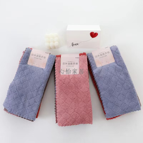 Coral Velvet Rag Household Cleaning Towel Scouring Pad Kitchen Dish Towel Thickened 5 Pieces