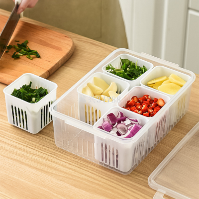 Onion, Ginger and Garlic Preservation Storage Box Partitioned and Transparent Cooking Box Spice with Lid Sealed Box