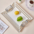 French Cream Color Square Fruit Plate Light Luxury with Golden Edge Handle Dried Fruit Tray