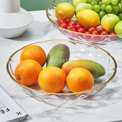 Affordable Luxury Style Pet Fruit Plate Gilding Edge Snack Vegetable and Fruit Plate Desktop Fruit Storage Tray