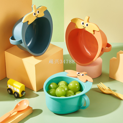 Cartoon Plastic Bowl Tableware Children's Bowl Cute Baby Bowl Spoon Trending Unique Strawberry Shape Small Bowl