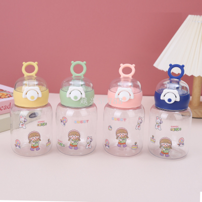 Cartoon Children's Pstic Cup Stiers rge Capacity Straw Water Cup Student Crossbody Outdoor Bullet Cup