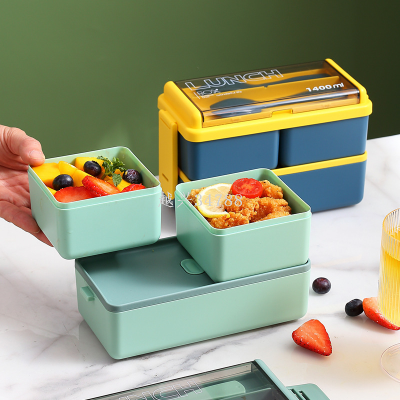 Compartment Pstic Double Deer Lunch Box Microwaveable Heated Bento Box Student Separated Lunch Lunch Box