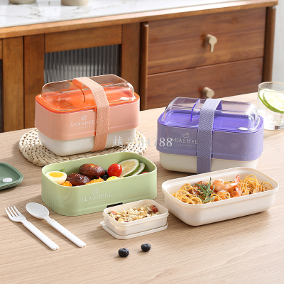 Foldable Double yer Lunch Box Microwave Bento Box Office Lunch Box Student Compression Bento Box