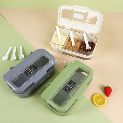 New Grid Kitchen Seasoning Box Storage Salt MSG Moisture-Proof Seasoning Box Household Tee Grid Seasoning Containers