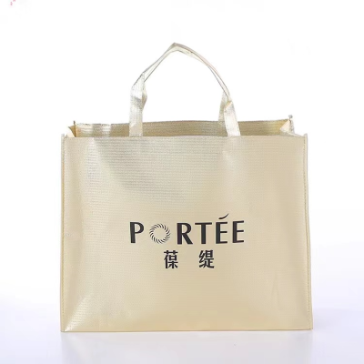 Custom Promotional 100gsm shopping tote fabric polypropylene silver laminated pp non woven bag