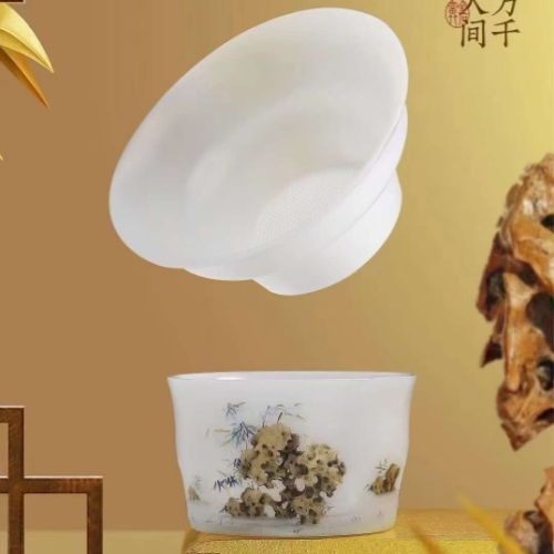 ice-like white jade gold stone rich bamboo tea set light luxury high-end complete set kung fu tea set gift box gift