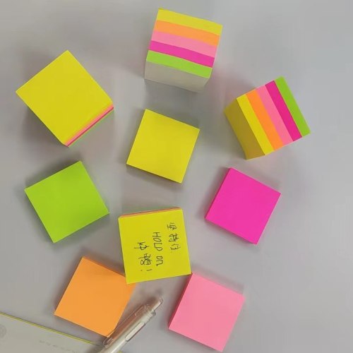 荧光5色便利贴50*50标签便签纸黏贴便签纸香烟包组合N次贴批发