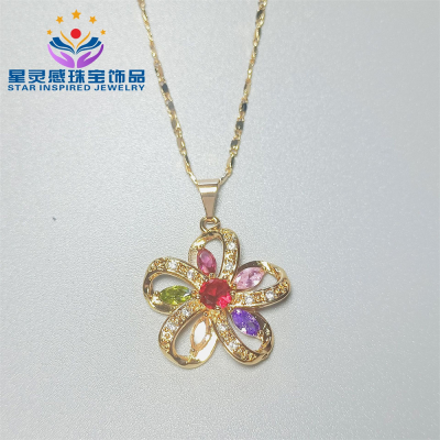 Star Inspiration/Xlg Export Southeast Asia Middle East Inlaid Zircon Original Three-Dimensional Petals Necklace Order Please Inquiry