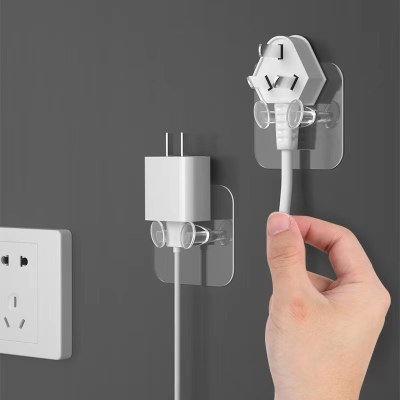 Plug Hook Punch-Free Multifunctional Power Plug Hook Plug Hook Holder Kitchen Wall Bathroom Wire Storage