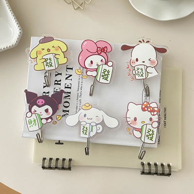 Sanrio Hook No-Punch Sticky Hook Home Cartoon Wall Hanging Bathroom Non-Marking Strong Viscose behind the Door Kitchen Sticky Hook