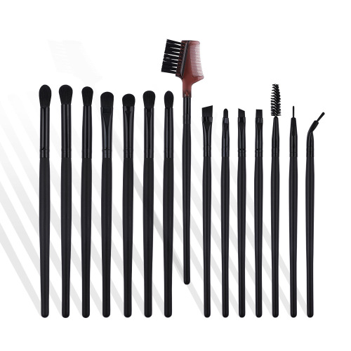 cross-border amazon 15 black wooden handle eye shadow nose shadow eyeliner blending brush full set beginner eye makeup brush