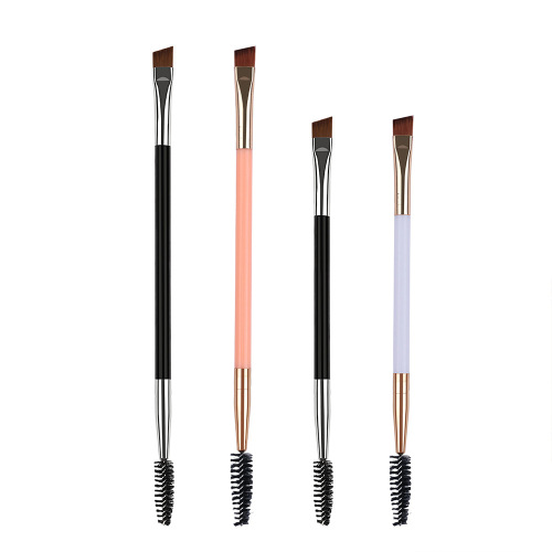 cross-border single bevel double-headed eyebrow brush foldable spiral mascara brush easy to carry eye blooming makeup brush