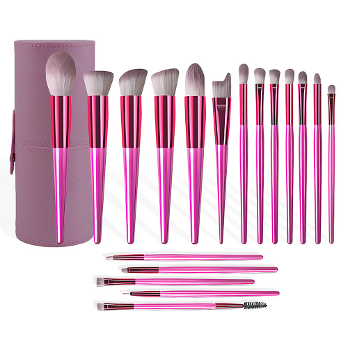 cross-border 18 barbie pink makeup brushes amazon factory wholesale seamless concealer soft hair wooden handle makeup brush set