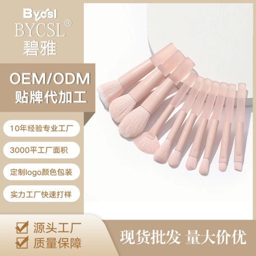 cross-border peach pink 10 pcs beginner makeup brush set eye brush blush brush mini-portable beauty tools