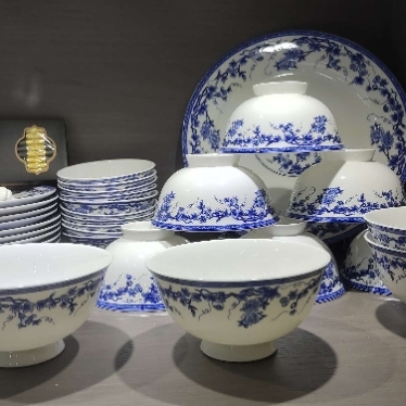household chinese style tableware combination jingdezhen bone china dishware set high-grade blue and white porcelain bowl plate hand gift