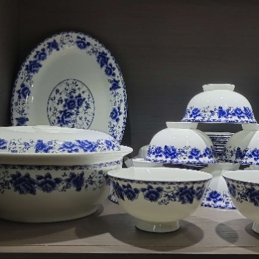 eating bowl jingdezhen bone china noodle bowl blue and white porcelain ceramic bowl household tableware bowl chopsticks suit microwaveable wholesale