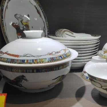 jingdezhen ceramic bowl household anti-scald tall bowl rice bowl noodle bowl simple and light luxury bone china bowl set hermes