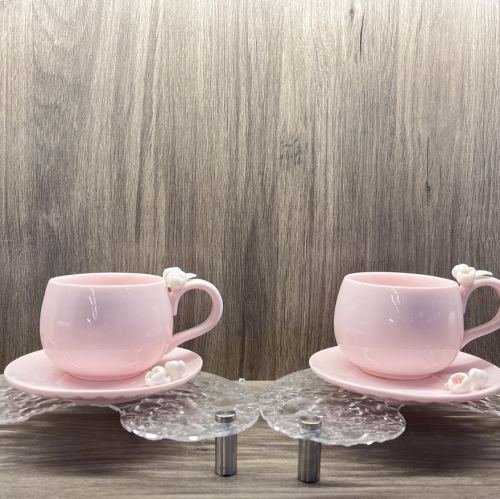 girl pink handmade kneading tea cup ceramic household good-looking afternoon tea coffee cup office gift box