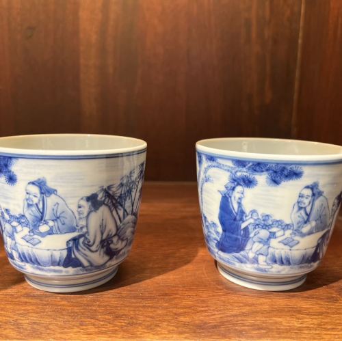 Blue and White Old Clay Handmade Master Cup Single Cup Chinese Retro Style High-Grade Tea Cup Kung Fu Tea Set Single Tea Cup