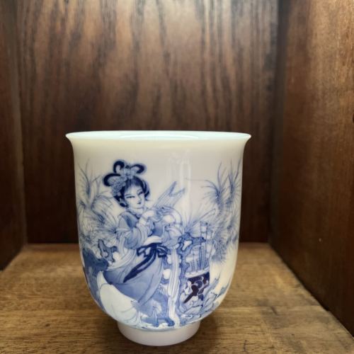 Jingdezhen Blue and White Master Cup Single Cup Ceramic Household Chinese Retro Tea Cup Tea Tasting Cup Kung Fu Tea Set Gift Box