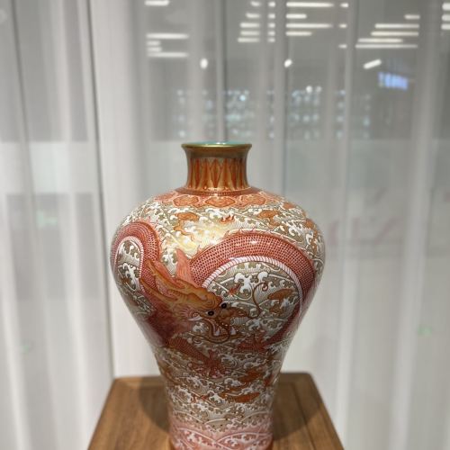 Jingdezhen Antique Hand Painted Fish Yue Longmen Ceramic Plum Vase Antique Porcelain Ornaments