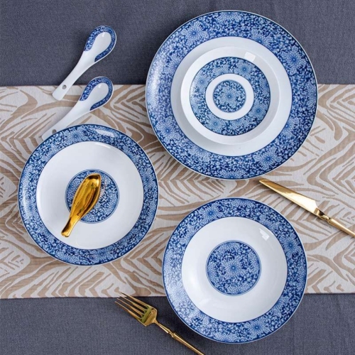 jingdezhen blue and white porcelain in-glaze decoration rice bowl plate dishes spoon noodle bowl exquisite bowls and dishes tableware set household chinese style