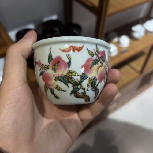 porcelain master cup single cup nine peach tea cup chinese household kung fu tea teaware white jade tea cup tea cup wholesale