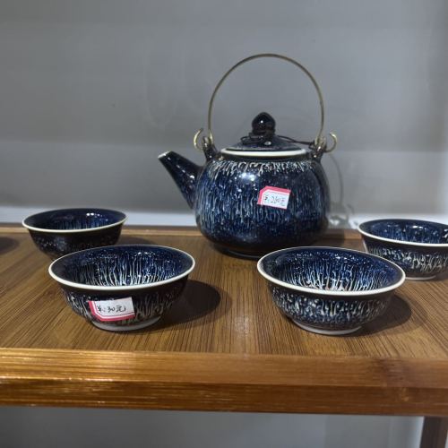 jingdezhen ceramic household teapot tianmu glaze kiln tea making device vintage brushed single pot kung fu tea set wholesale