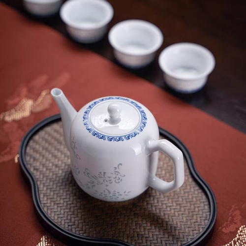 景德镇陶瓷青花玲珑茶壶茶杯茶具套装高档家用送礼泡茶杯功夫茶具