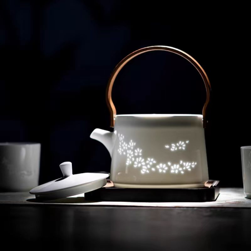 景德镇玲珑陶瓷茶具套装家用功夫茶具套装提梁壶茶杯茶盘茶道送礼