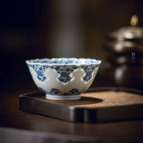 景德镇青花玲珑茶杯手绘陶瓷主人杯功夫茶具品茗杯单杯家用送礼杯