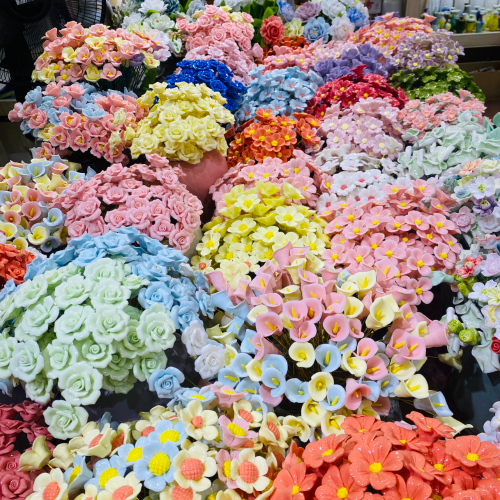 景德镇手工陶瓷双层仿真花款式众多可自选永生花工艺品摆件