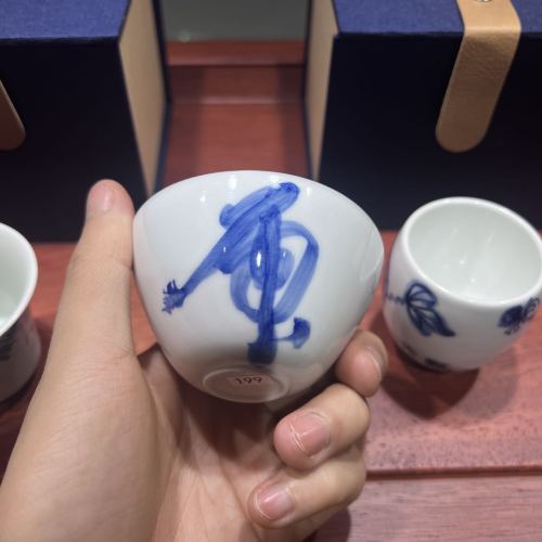 porcelain city fire music jingdezhen ceramics kung fu small tea cup hand painted blue and white single landscape household master cup tea cup
