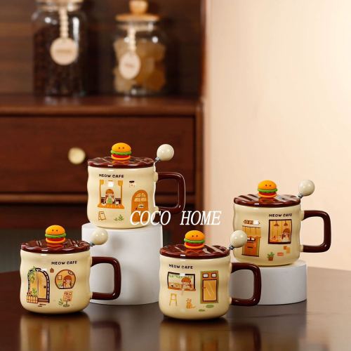 COCO马克杯高颜值可爱童话陶瓷杯带盖勺家用情侣杯创意早餐杯伴手