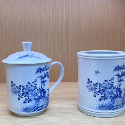 Factory Supply Household Ceramic Office Cup with Handle with Cover Large Capacity Mug Thin Blank Teacup Water Cup Wholesale