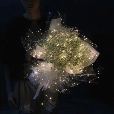 Transparent luminous paper flower wrapping DIY Strawberry bouquet